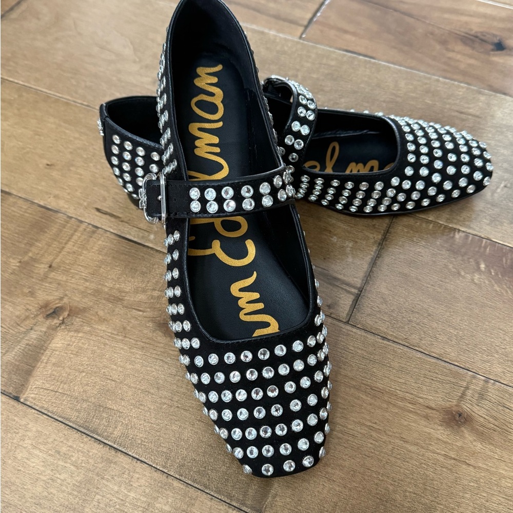 Sam Edelman Black and Silver Studded Flats